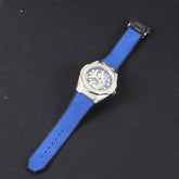 Blue Strap Silver Dial 1345 Men's Wrist Watch